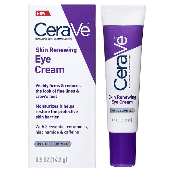 CeraVe Eye Cream for Wrinkles | Under Eye Cream with Caffeine, Peptides, Hyaluronic Acid, Niacinamide, and Ceramides for Fine Lines |0.5 Ounces