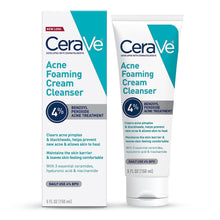  CeraVe Acne Foaming Cream Cleanser | Acne Treatment Face Wash with 4% Benzoyl Peroxide, Hyaluronic Acid, and Niacinamide | Cream to Foam Formula | Fragrance Free & Non Comedogenic | 5 Oz