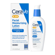  CeraVe AM Facial Moisturizing Lotion SPF 30 | Oil-Free Face Moisturizer with Sunscreen | Non-Comedogenic | 3 Ounce